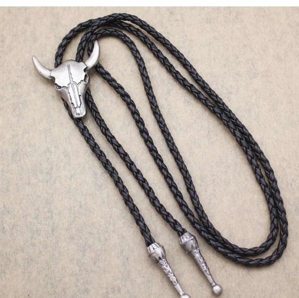 COPY - New western bull steer leather bolo tie leather.  Length 40".